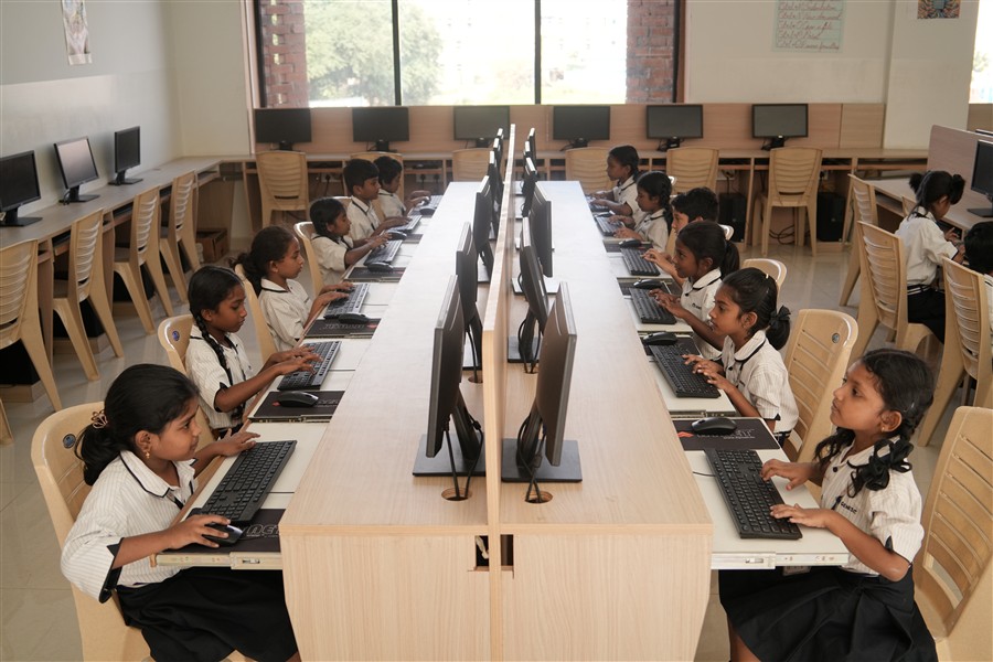 Students using classroom computers